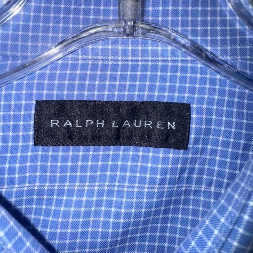 Men's Ralph Lauren  Blue Gingham Dress Shirt 16.5/ Large - Picture 3 of 9